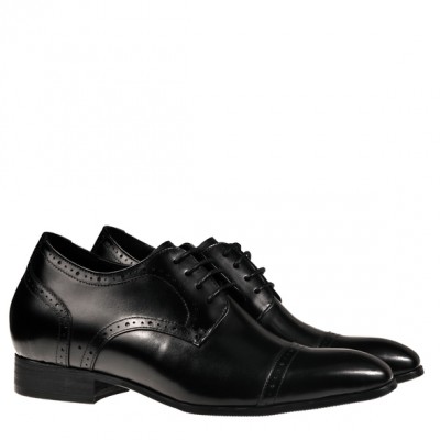 Hosso Prestige Black leather elevator shoes 