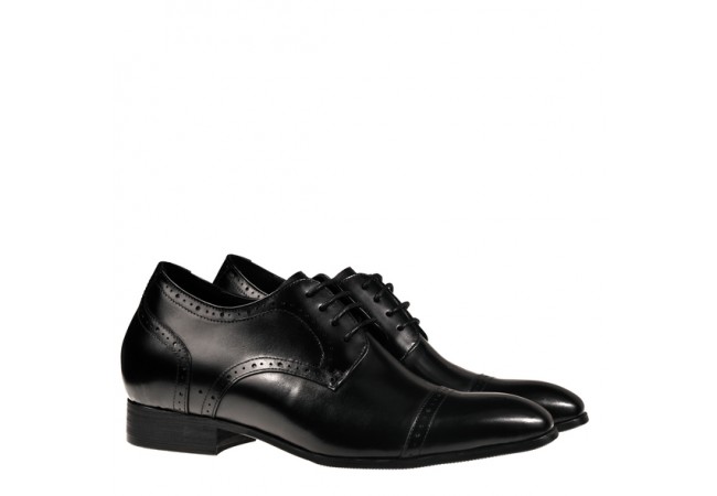 Hosso Prestige Black leather elevator shoes 