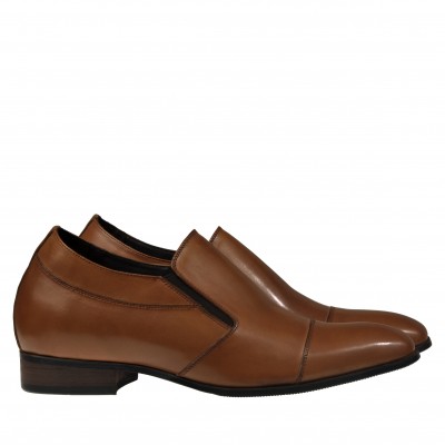 Slip on Premium Leather Elevator Shoes Brown