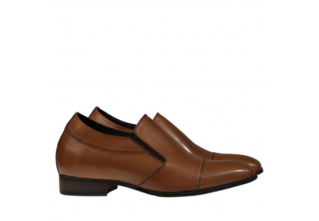 Slip on Premium Leather Elevator Shoes Brown