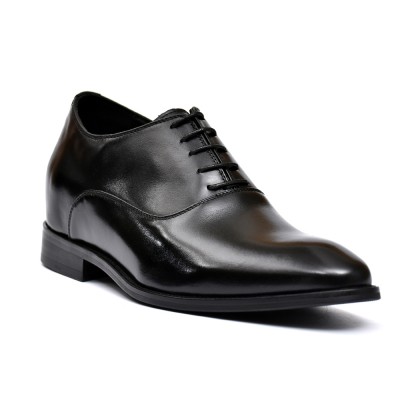 Hosso Premium leather formal black shoes, 7cm height increase 