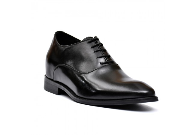 Hosso Premium leather formal black shoes, 7cm height increase 